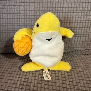 Crazy T-Shirts Yellow Shark with Pineapple Plush W/ Beans Stuffed Animal 6” inch